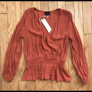 Lumiere burnt orange blouse, Large. NWT